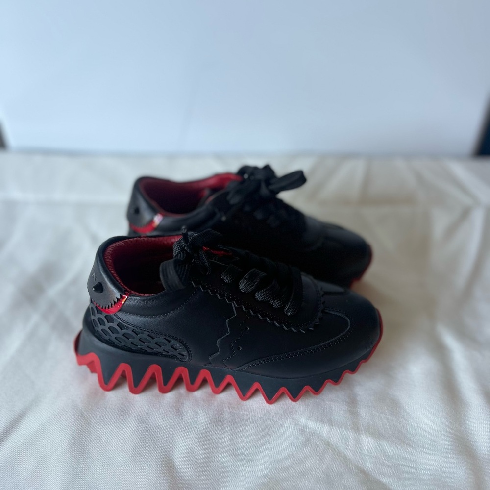 Christian Louboutin Black and Red Kids Sneakers